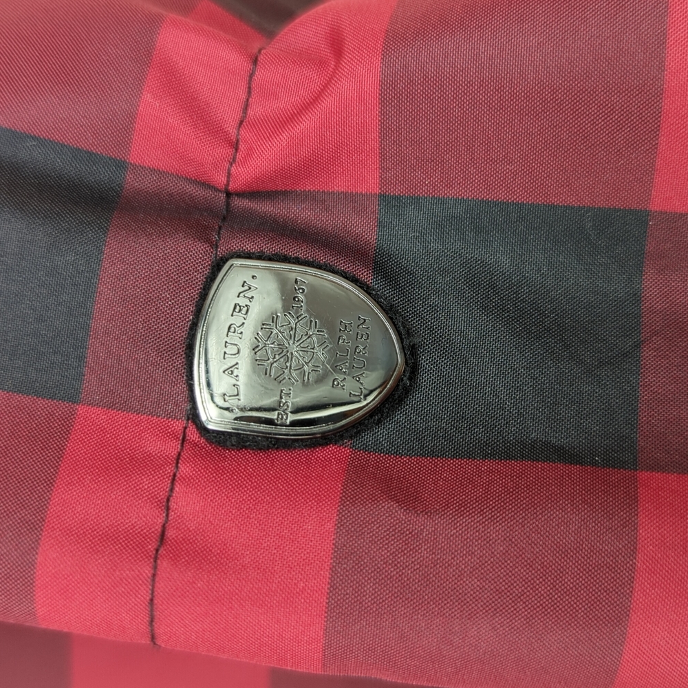 Lauren Ralph Lauren Buffalo Plaid Down Jacket Drawstring Waist Hood Faux… - Picture 3 of 17